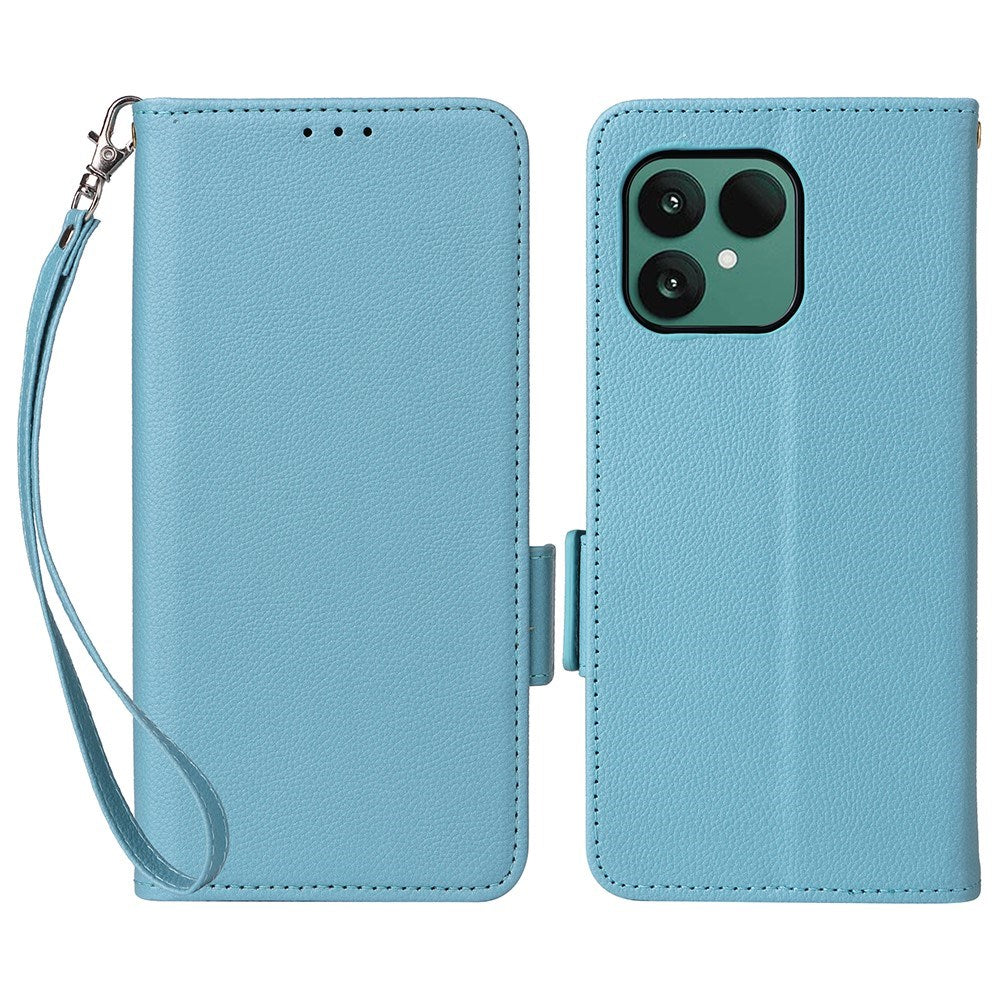 Fairphone (Gen. 6+ / Gen. 6) EIDERWOOD Kunstskinn Flip Deksel m. Stropp - Blå
