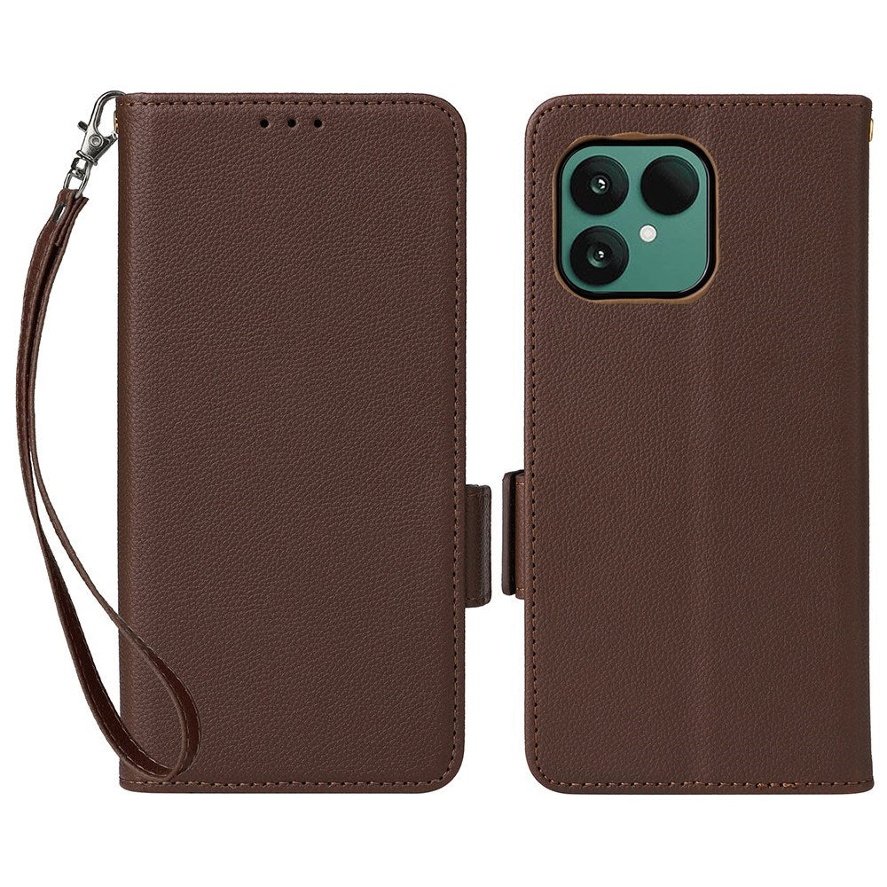 Fairphone (Gen. 6+ / Gen. 6) EIDERWOOD Kunstskinn Flip Deksel m. Stropp - Brun