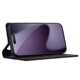 iPhone 18 Pro / 17 Pro LC.IMEEKE Kunstskinn Flip Deksel med Karbonfiber - Svart / Rød Horisontal Stripe