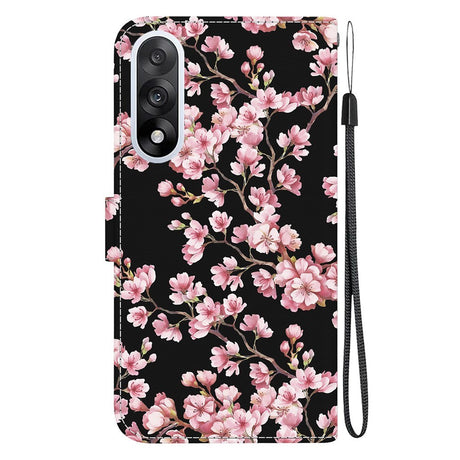 EIDERWOOD OnePlus Nord 5 Kunstskinn Flip Deksel med Kortholder & Stropp – Plommetre med Blomster