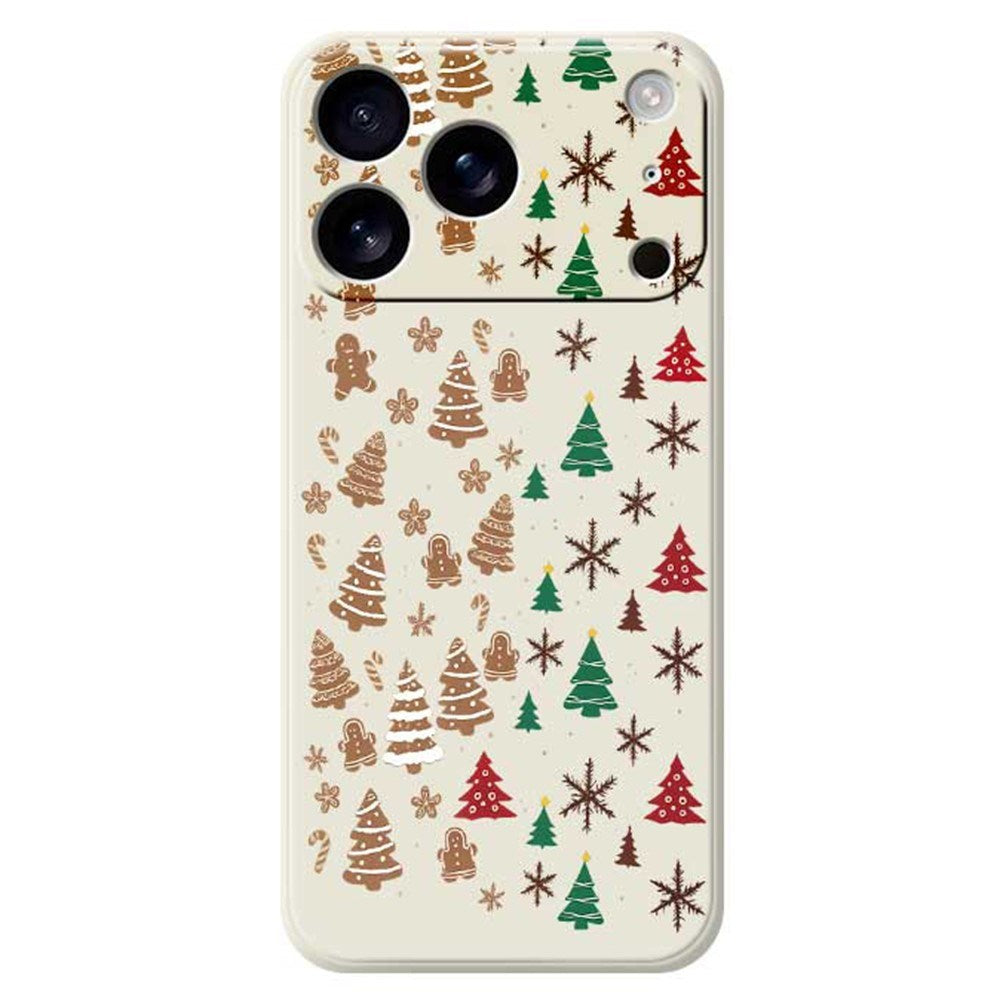 EIDERWOOD iPhone 17 Pro Jule Deksel - Fleksibel Plast - Pepperkakemenn & Juletrær / Beige