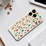 EIDERWOOD iPhone 17 Pro Jule Deksel - Fleksibel Plast - Pepperkakemenn & Juletrær / Beige