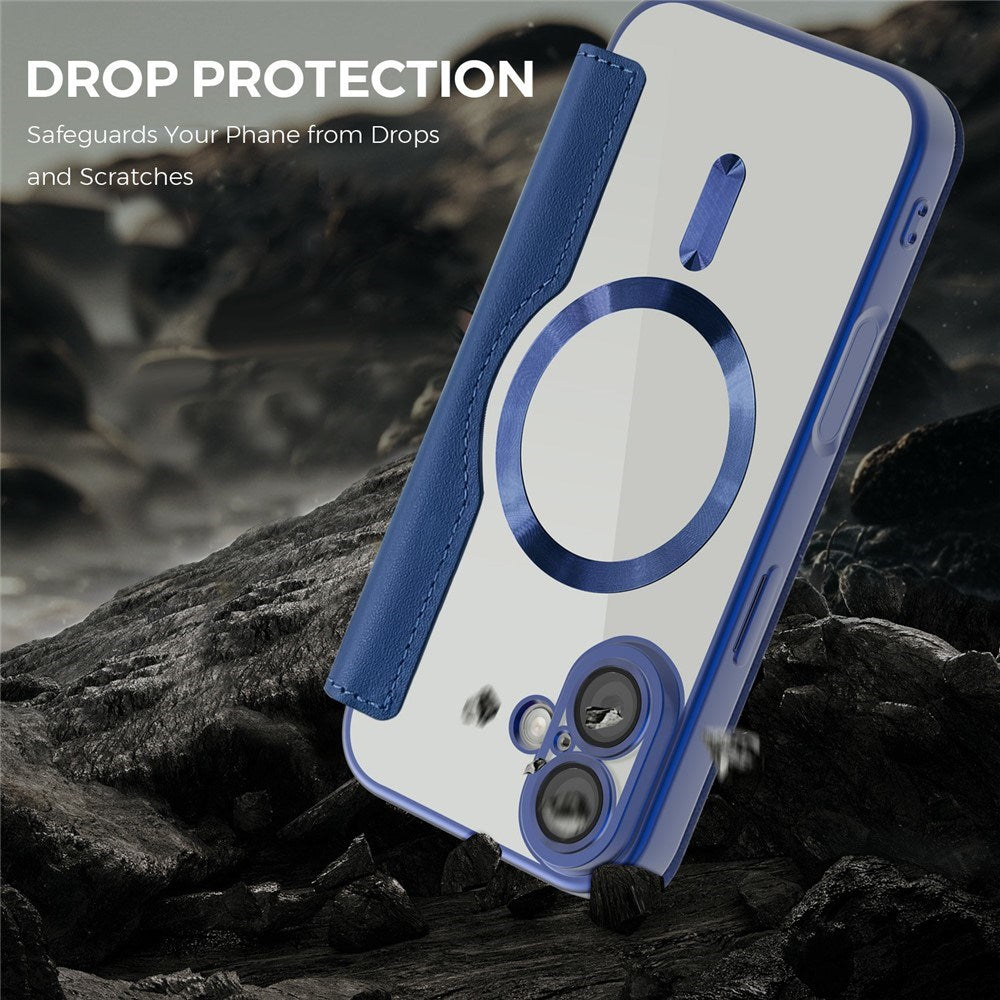 EIDERWOOD iPhone 17 Flipp Deksel med Gjennomsiktig Bakside – MagSafe Kompatibel – Mørk Blå