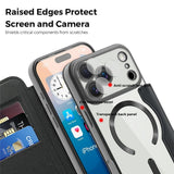 EIDERWOOD iPhone 17 Pro Flipp Deksel med Gjennomsiktig Bakside – MagSafe Kompatibel – Svart