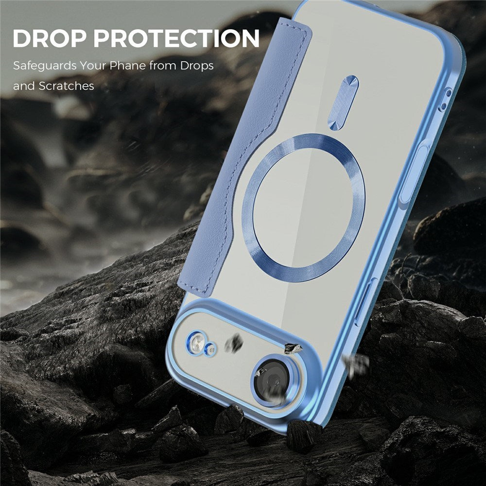 EIDERWOOD iPhone Air Flipp Deksel med Gjennomsiktig Bakside – MagSafe Kompatibel – Lys Blå