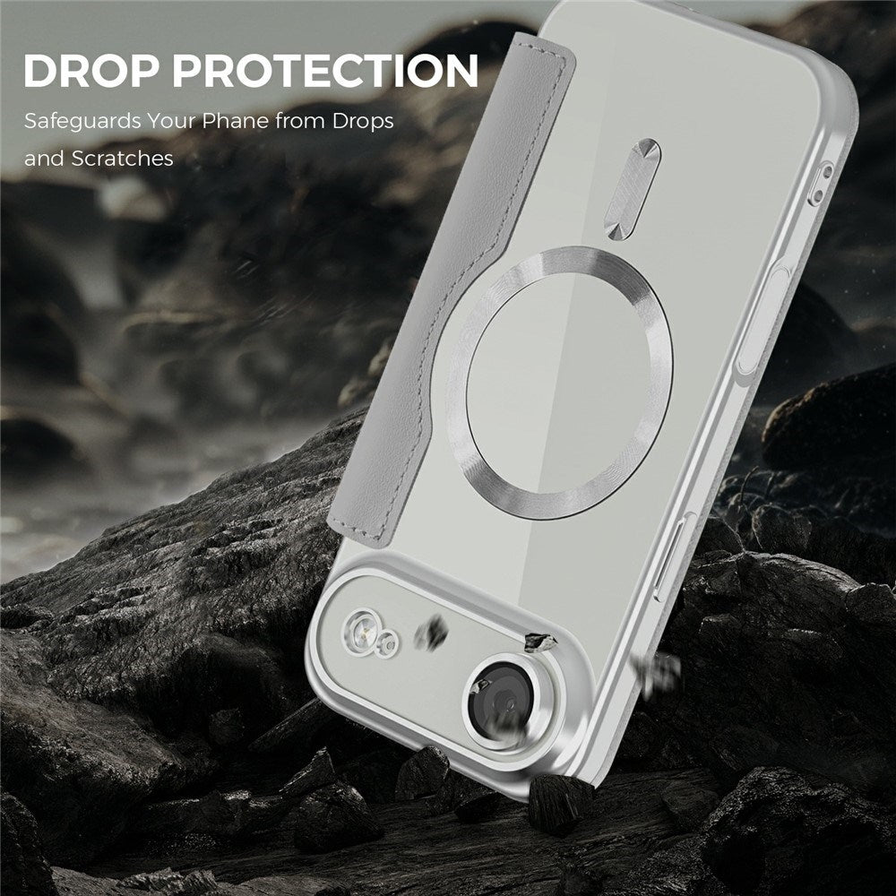 EIDERWOOD iPhone Air Flipp Deksel med Gjennomsiktig Bakside – MagSafe Kompatibel – Grå