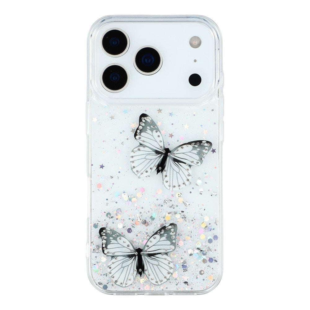 EIDERWOOD iPhone 17 Pro Max Fleksibelt Plast Deksel med Sommerfugler - Gjennomsiktig