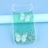 EIDERWOOD iPhone Air Fleksibelt Plast Deksel med Sommerfugler - Gjennomsiktig / Grønn