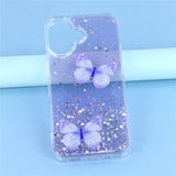 EIDERWOOD iPhone 17 Fleksibelt Plast Deksel med Sommerfugler - Gjennomsiktig / Lilla