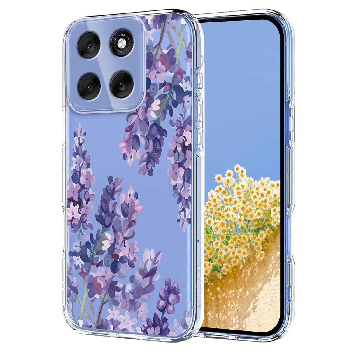 EIDERWOOD Motorola Moto G56 Fleksibelt Plast Deksel med Blomstermotiv - Gjennomsiktig / Blåregn