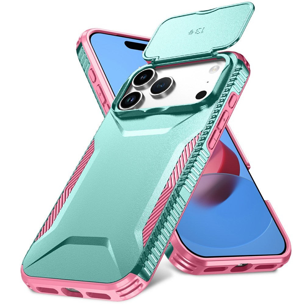 iPhone 18 Pro Max / 17 Pro Max EIDERWOOD Hybrid Plast Deksel m. Cam Slider - Turkis / Rosa