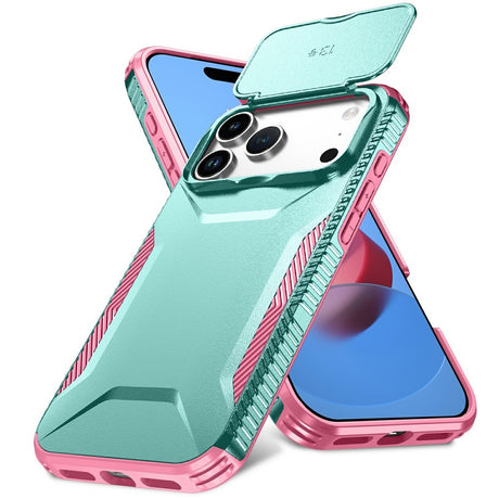 iPhone 18 Pro Max / 17 Pro Max EIDERWOOD Hybrid Plast Deksel m. Cam Slider - Turkis / Rosa