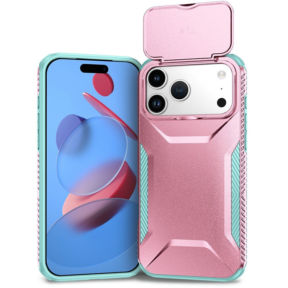 iPhone 18 Pro Max / 17 Pro Max EIDERWOOD Hybrid Plast Deksel m. Cam Slider - Rosa / Turkis