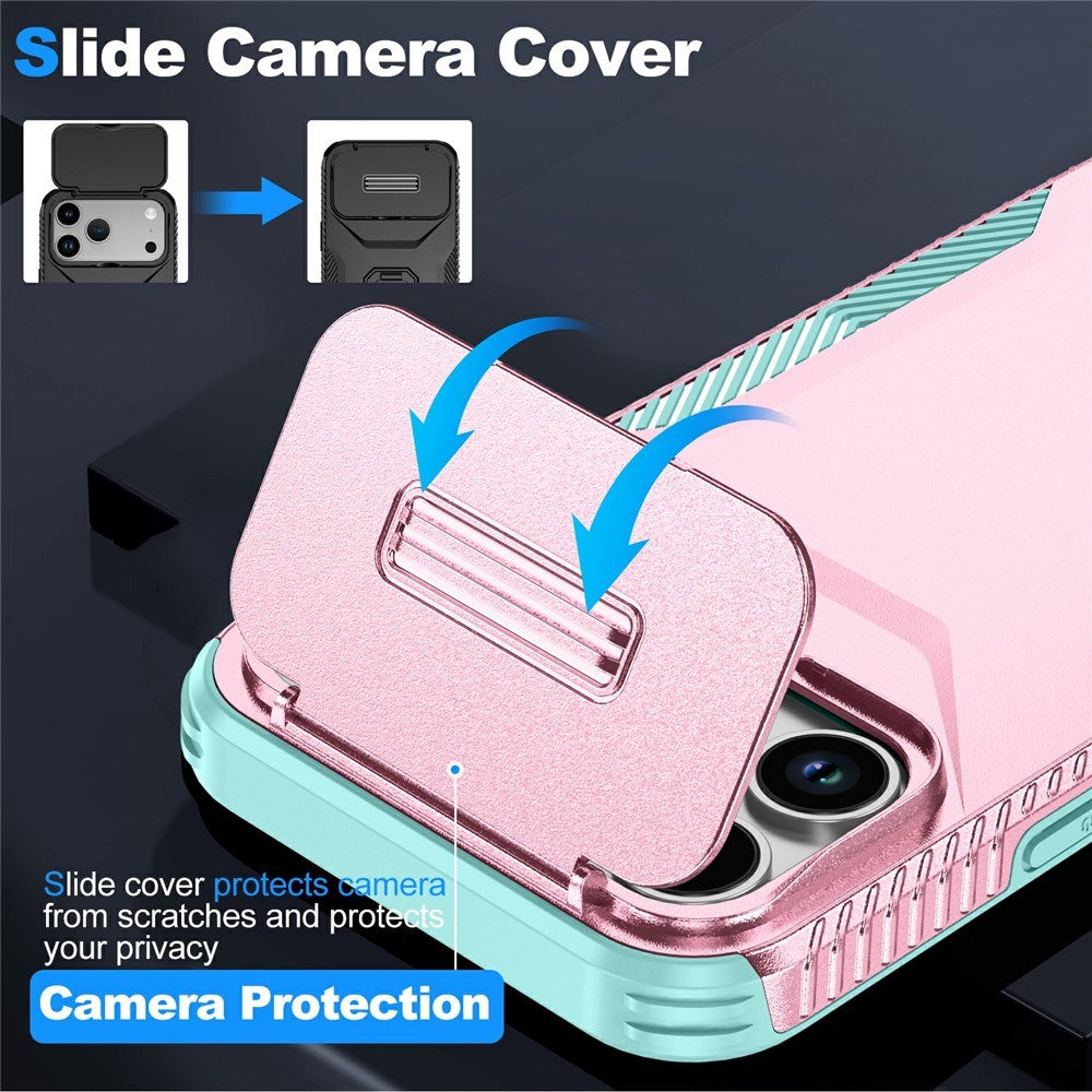 iPhone 18 Pro Max / 17 Pro Max EIDERWOOD Hybrid Plast Deksel m. Cam Slider - Rosa / Turkis