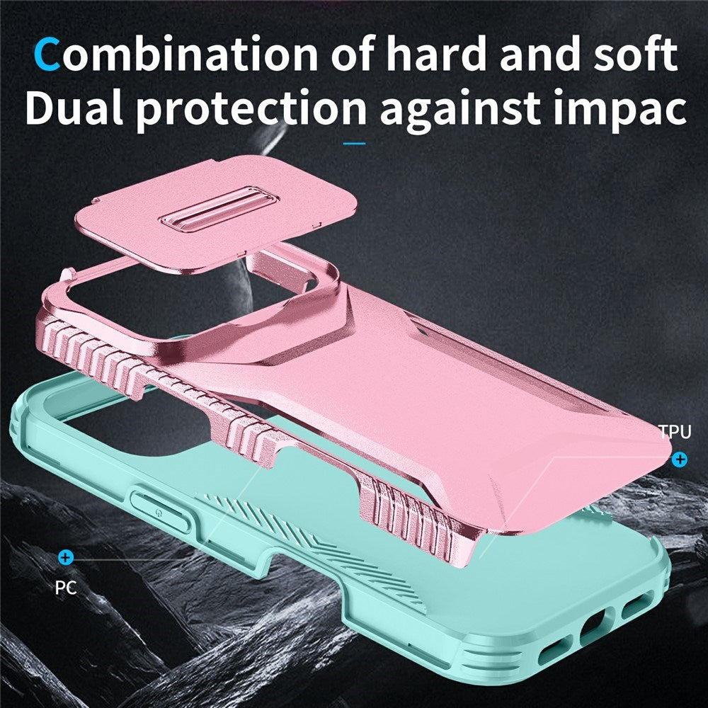 iPhone 18 Pro / 17 Pro EIDERWOOD Hybrid Plast Deksel m. Cam Slider - Rosa / Turkis