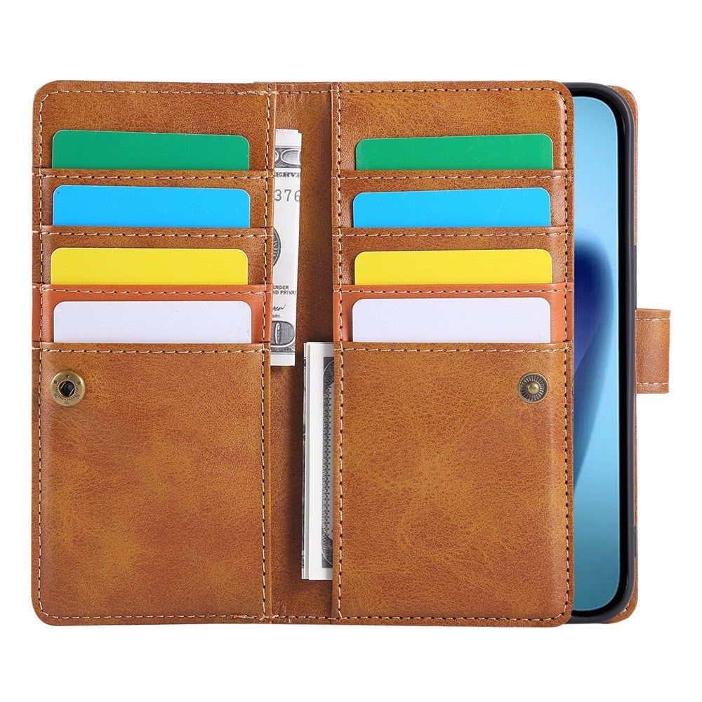 iPhone 18 Pro Max / 17 Pro Max EIDERWOOD Kunstskinn Flip Deksel m. Lommebok - Lysbrun