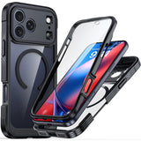 iPhone 18 Pro / 17 Pro Hybrid Plast Deksel m. Innebygd Skjermbeskyttelse - MagSafe Kompatibel - Gjennomsiktig / Svart