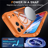 iPhone 18 Pro / 17 Pro Hybrid Plast Deksel m. Innebygd Skjermbeskyttelse - MagSafe Kompatibel - Gjennomsiktig / Oransje