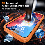 iPhone 18 Pro Max / 17 Pro Max Hybrid Plast Deksel m. Innebygd Skjermbeskyttelse - MagSafe Kompatibel - Gjennomsiktig / Oransje