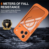 iPhone 18 Pro Max / 17 Pro Max Hybrid Plast Deksel m. Innebygd Skjermbeskyttelse - MagSafe Kompatibel - Gjennomsiktig / Oransje
