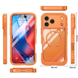 iPhone 18 Pro Max / 17 Pro Max Hybrid Plast Deksel m. Innebygd Skjermbeskyttelse - MagSafe Kompatibel - Gjennomsiktig / Oransje