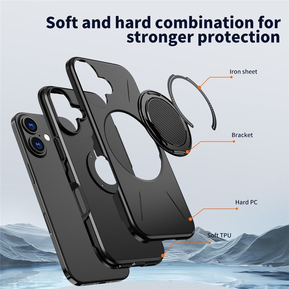 EIDERWOOD iPhone 17 Deksel med Roterende Kickstand – MagSafe Kompatibel – Svart