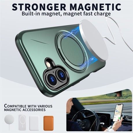 EIDERWOOD iPhone 17 Deksel med Roterende Kickstand – MagSafe Kompatibel – Grønn