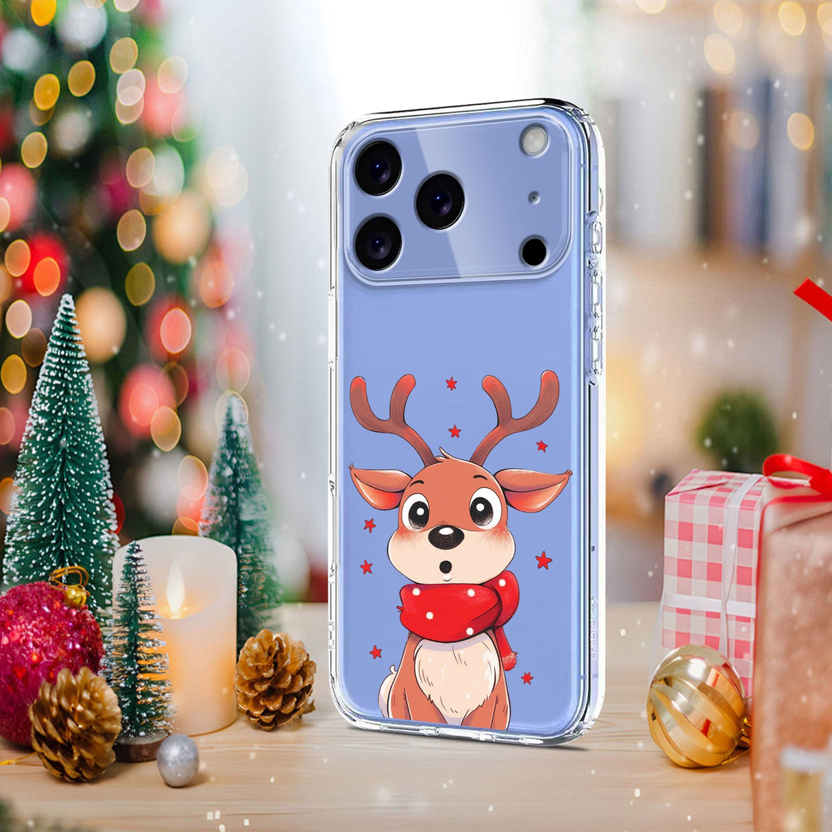EIDERWOOD iPhone 17 Pro Max Fleksibelt Plast Juledeksel med Motiv - Gjennomsiktig / Reinsdyr