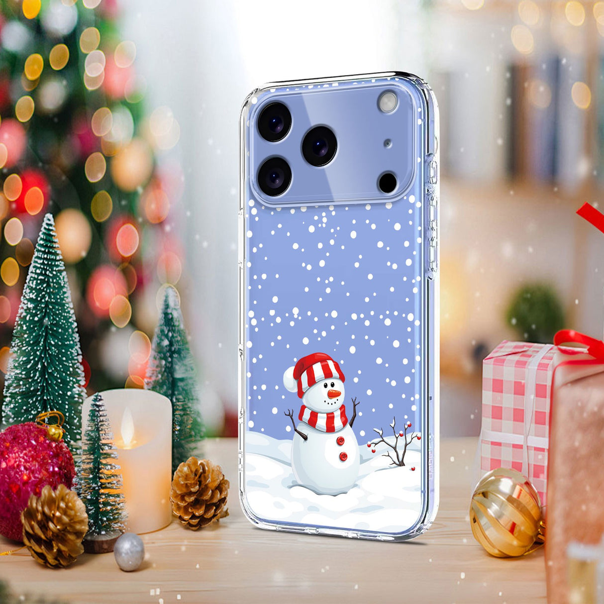 EIDERWOOD iPhone 17 Pro Max Fleksibelt Plast Juledeksel med Motiv - Gjennomsiktig / Snømann