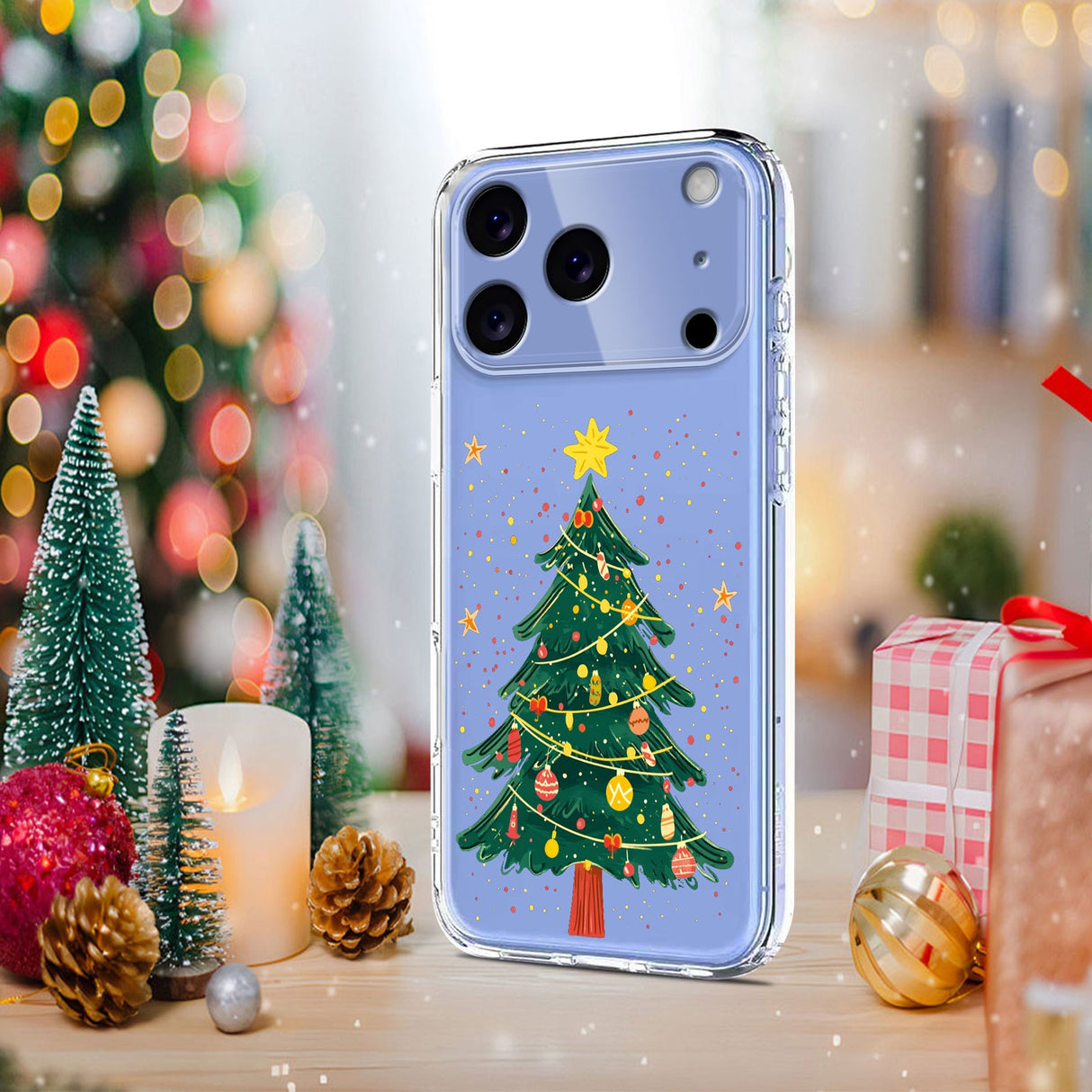 EIDERWOOD iPhone 17 Pro Max Fleksibelt Plast Juledeksel med Motiv - Gjennomsiktig / Juletre