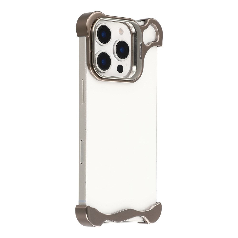 iPhone 16 Pro Todelt Metall Bumper Deksel m. Støttefunksjon & Linsebeskytter - Titanium