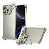 iPhone 16 Pro Todelt Metall Bumper Deksel m. Støttefunksjon & Linsebeskytter - Titanium