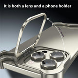 iPhone 16 Pro Todelt Metall Bumper Deksel m. Støttefunksjon & Linsebeskytter - Titanium