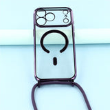 EIDERWOOD iPhone 17 Pro Max Fleksibelt Plast Deksel med Justerbar Stropp - MagSafe Kompatibel - Gjennomsiktig / Lilla