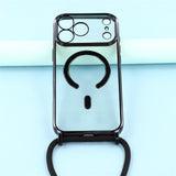 EIDERWOOD iPhone 17 Pro Max Fleksibelt Plast Deksel med Justerbar Stropp - MagSafe Kompatibel - Gjennomsiktig / Svart