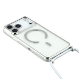 EIDERWOOD iPhone 17 Pro Fleksibelt Plast Deksel med Justerbar Stropp - MagSafe Kompatibel - Gjennomsiktig / Sølv