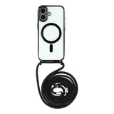 EIDERWOOD iPhone 17 Fleksibelt Plast Deksel med Justerbar Stropp - MagSafe Kompatibel - Gjennomsiktig / Svart