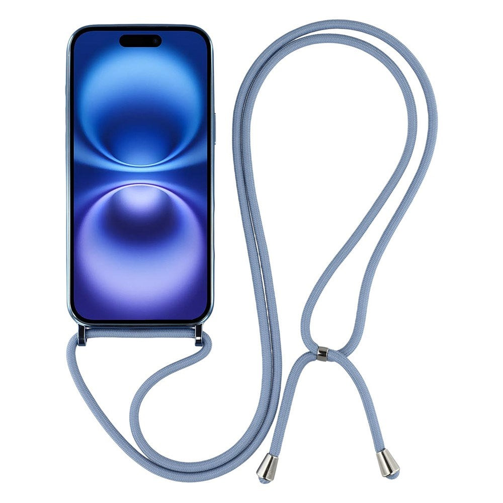 EIDERWOOD iPhone 17 Fleksibelt Plast Deksel med Justerbar Stropp - MagSafe Kompatibel - Gjennomsiktig / Blå