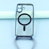 EIDERWOOD iPhone 17 Fleksibelt Plast Deksel med Justerbar Stropp - MagSafe Kompatibel - Gjennomsiktig / Blå