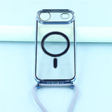 EIDERWOOD iPhone Air Fleksibelt Plast Deksel med Justerbar Stropp - MagSafe Kompatibel - Gjennomsiktig / Blå