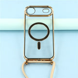 EIDERWOOD iPhone Air Fleksibelt Plast Deksel med Justerbar Stropp - MagSafe Kompatibel - Gjennomsiktig / Gull