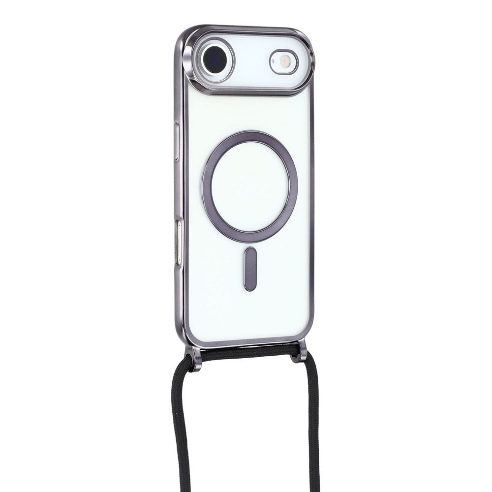 EIDERWOOD iPhone Air Fleksibelt Plast Deksel med Justerbar Stropp - MagSafe Kompatibel - Gjennomsiktig / Svart