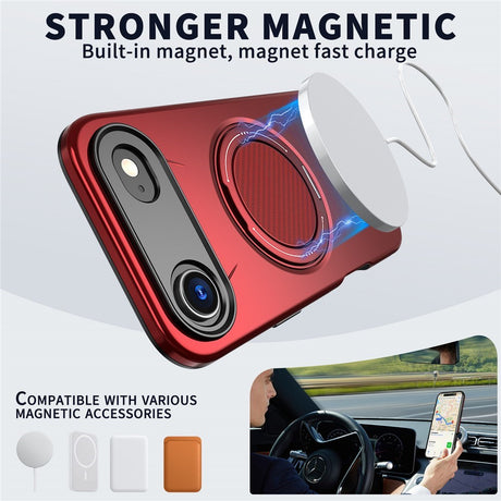 EIDERWOOD iPhone Air Deksel med Roterende Kickstand – MagSafe Kompatibel – Rød