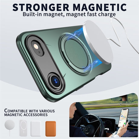 EIDERWOOD iPhone Air Deksel med Roterende Kickstand – MagSafe Kompatibel – Grønn