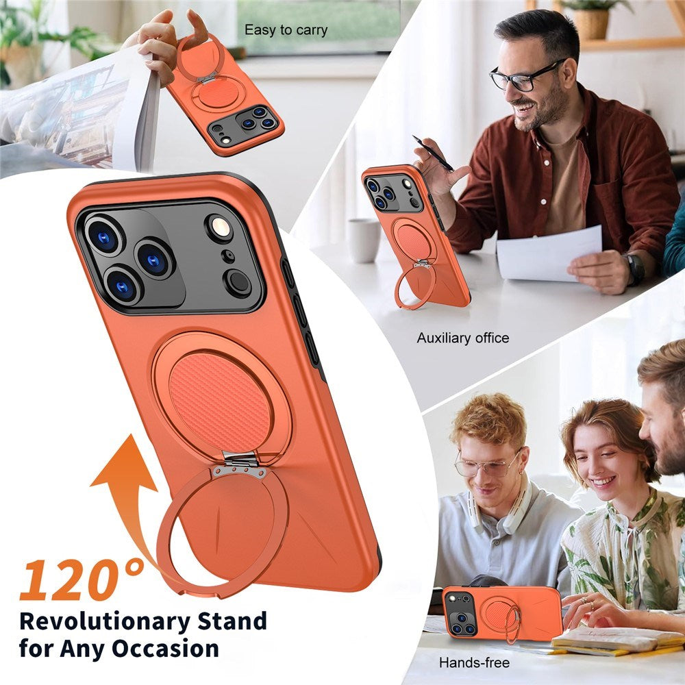 EIDERWOOD iPhone 17 Pro Max Deksel med Roterende Kickstand – MagSafe Kompatibel – Oransje