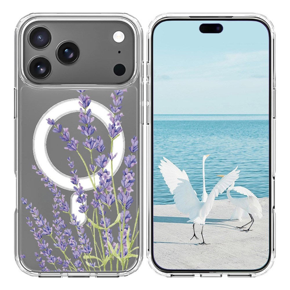 EIDERWOOD iPhone 17 Pro Hybrid Plast Deksel – MagSafe-kompatibelt – Lavendelblomster