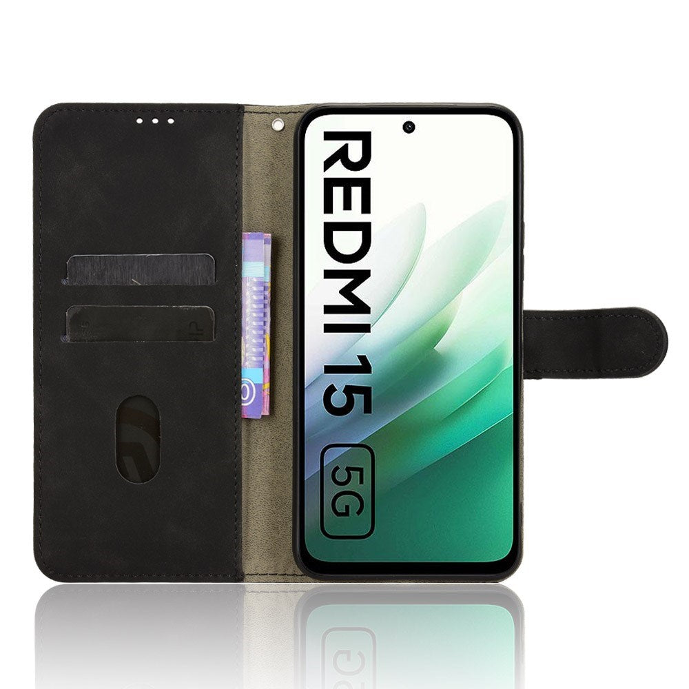 Xiaomi Redmi 15 (5G) EIDERWOOD Kunstskinn Flip Deksel med Kortholder - Svart