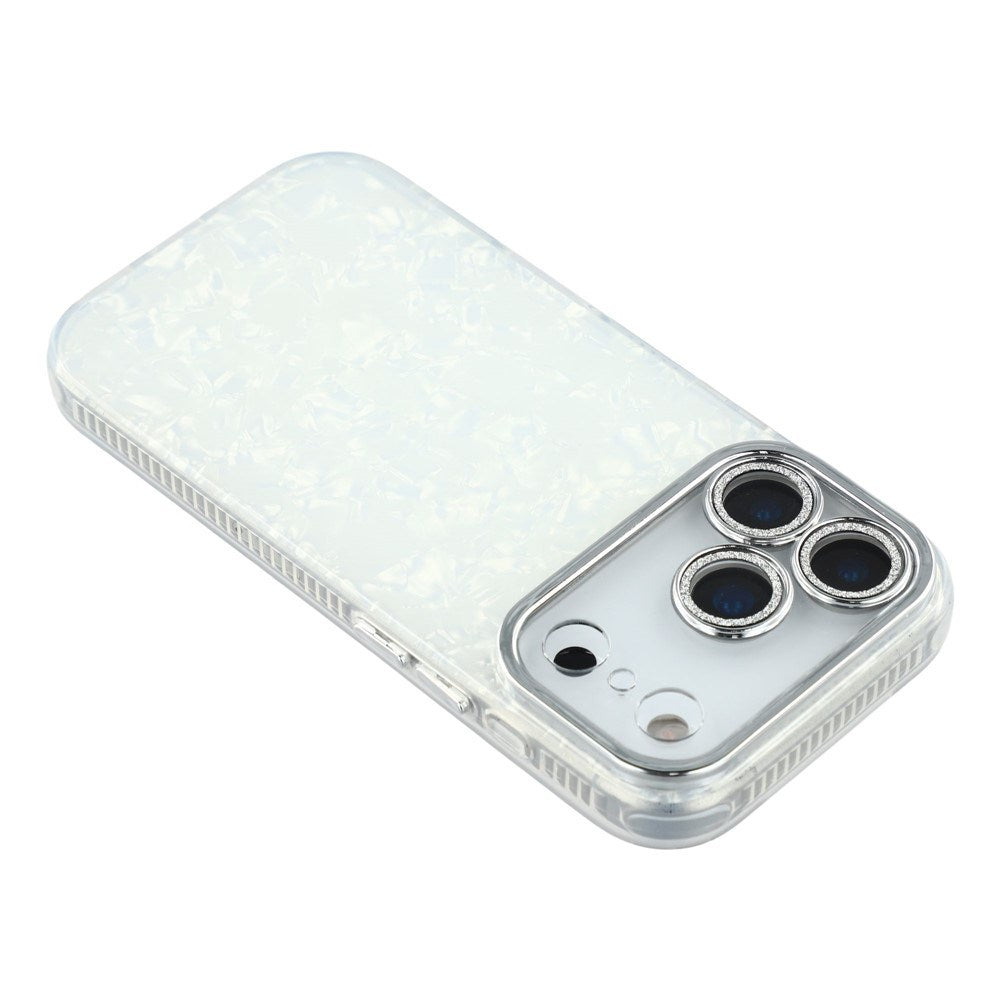 EIDERWOOD iPhone 17 Pro Hybrid Plast Deksel m. Innebygd Kameralinsebeskyttelse - Perlemorsmønster / Hvit