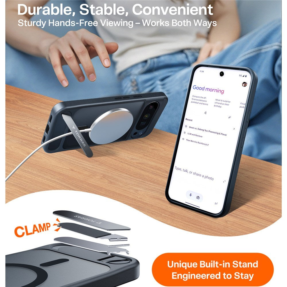 Google Pixel 10 Pro XL TORRAS Ostand L1 Hybrid Deksel m. Kickstand – MagSafe Kompatibel – Svart