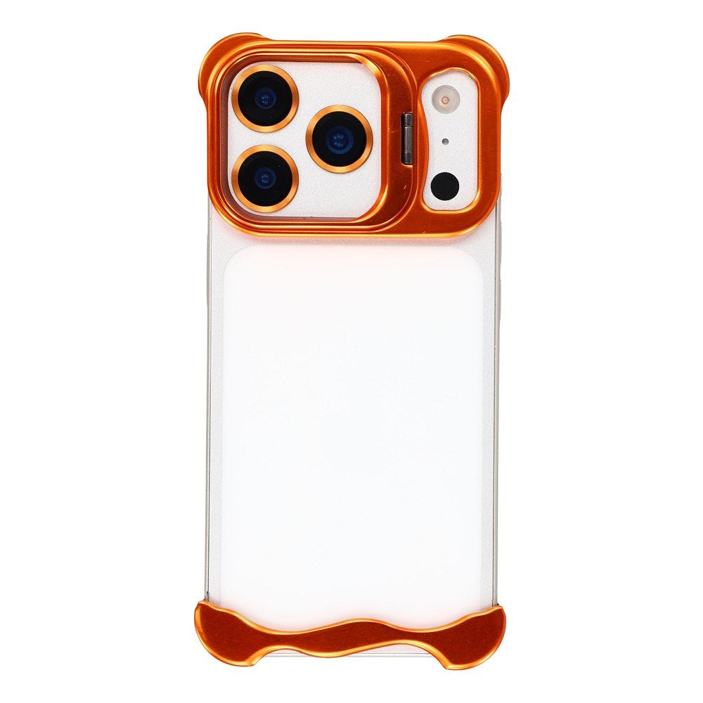 iPhone 17 Pro Todelt Metall Bumper Deksel m. Støttefunksjon & Linsebeskytter - Oransje